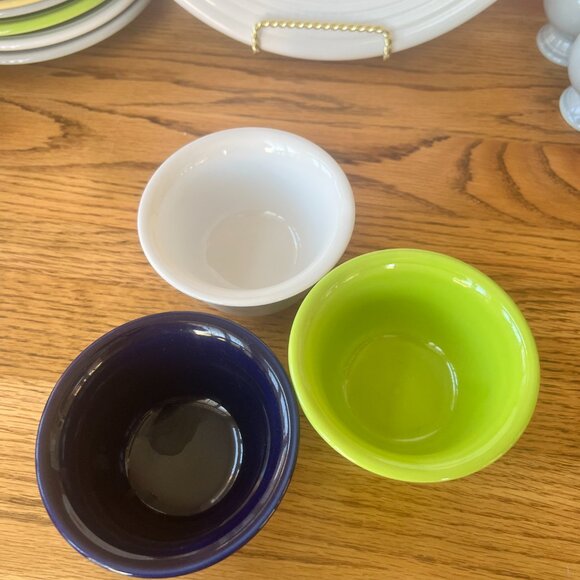 Vintage Classic Fiesta, Bullion Bowl Post 1986 Retired White, Chartreuse, Cobalt - Picture 2 of 9